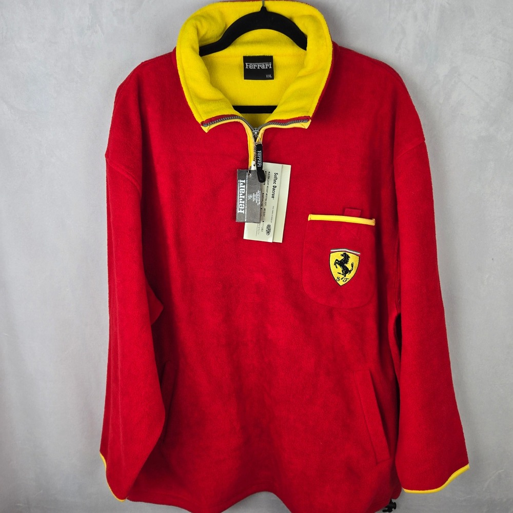 Ferrari Official Licensed‎ Vintage Red 1/4 Zip Fleece Pullover Rare 2XL NWT 90's